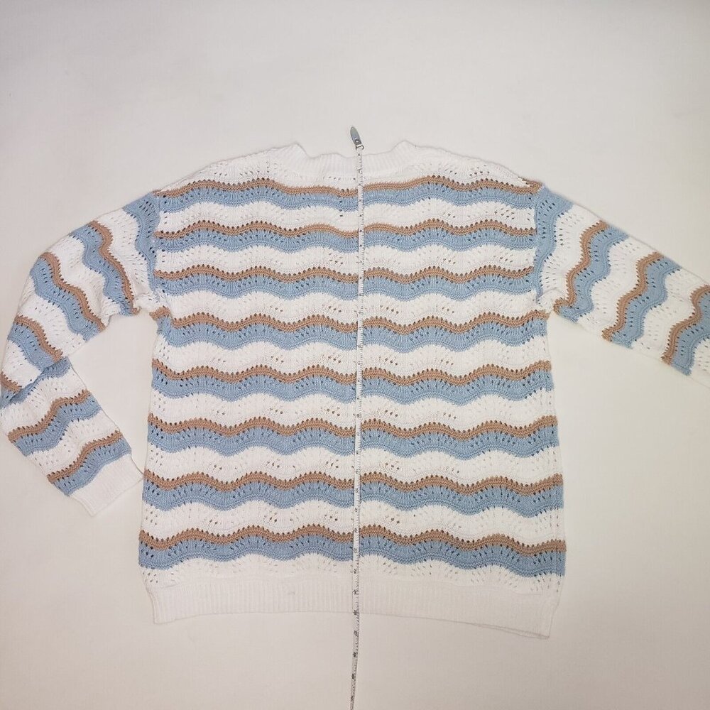 Studio 1886 Sweater Women's Size XL Blue Beige Ivory Cottagecore Light Academia - Picture 9 of 16